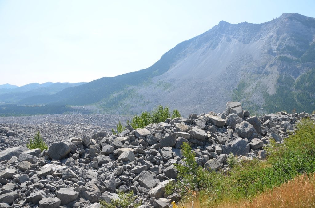 The boulders of Frank Slide blanket the ground in Crowsnest Pass.