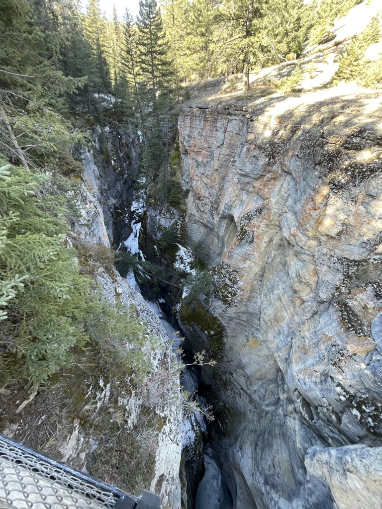 Maligne Canyon in late March from the Second Bridge