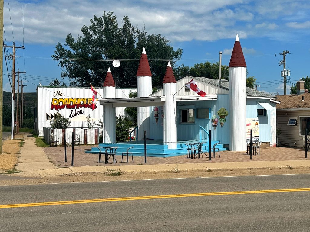 The Castle/space ship building that is Asteroid Cafe.