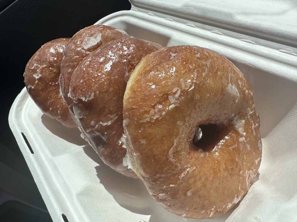 Glazed donuts from Tina's Cafe and Bakery.